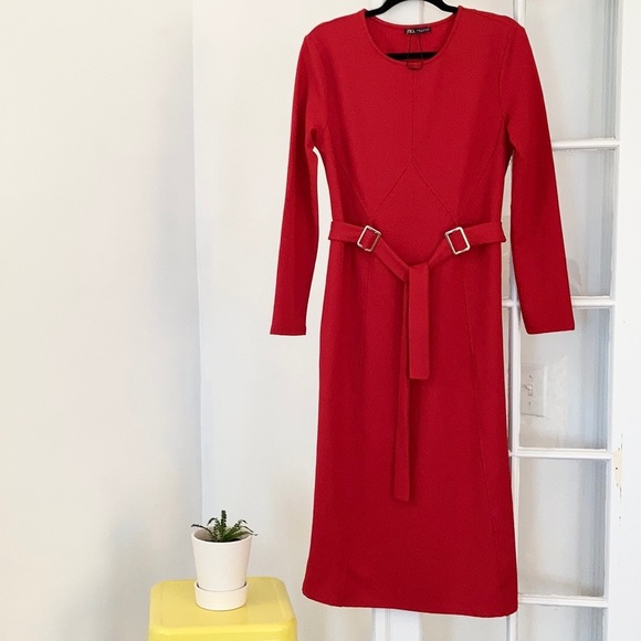 Zara Dresses & Skirts - NWOT Zara Buckle Detail Seamed Front Midi Dress